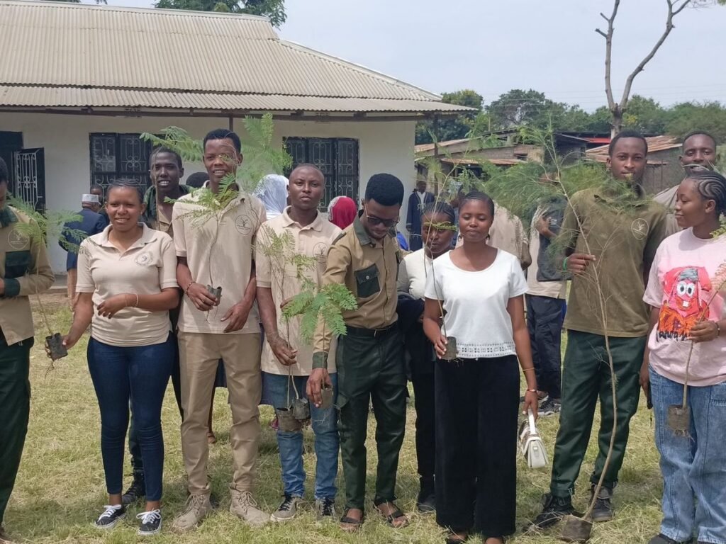 Group holding tree seedlings
